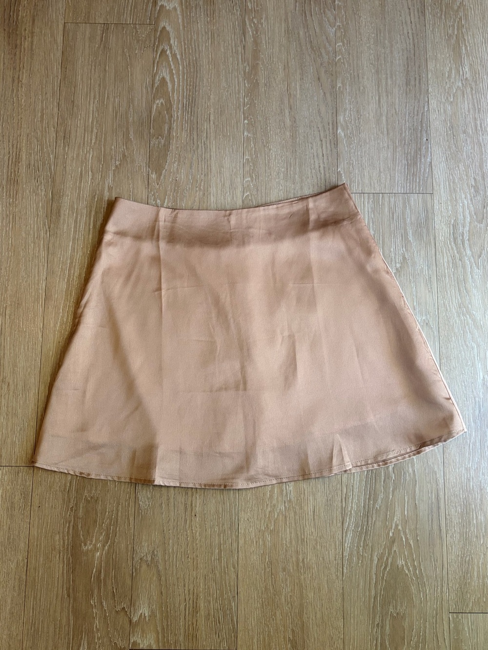 LYANER Champagne Silk/Satin A-Line Double-Lined Skirt